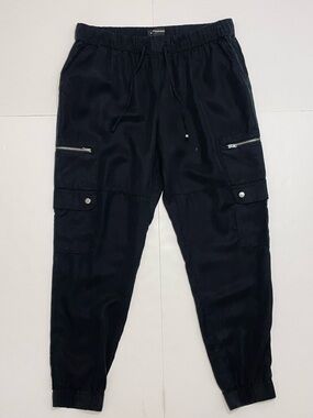 Banana Republic Tencel Women's Black Cargo Jogger Pants Drawstring Waist Size M